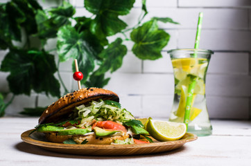 Burger with salted salmon