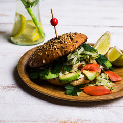 Burger with salted salmon