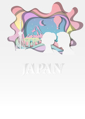 Travel Japan concept illustration in paper art style.