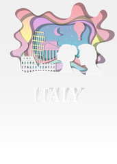 Travel Italy concept illustration in paper art style.