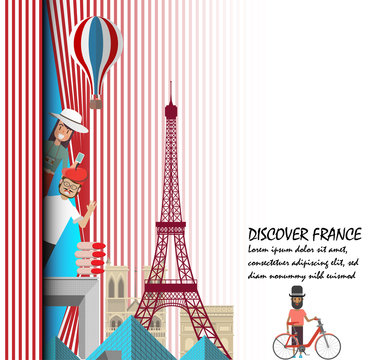 Discover france. Travel to paris presentation template.