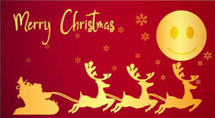 Merry Christmas and Happy New Year.Illustration of  Santa Claus , red and gold style