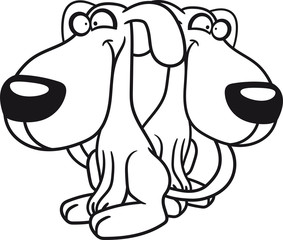 2 freunde brüder team paar welpe klein kind warten gehorsam lustig hund süß niedlich haustier comic cartoon