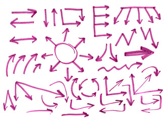 Hand drawn arrow set. Doodle illustration graphic design elements