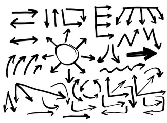 Hand drawn arrow set. Doodle illustration graphic design elements