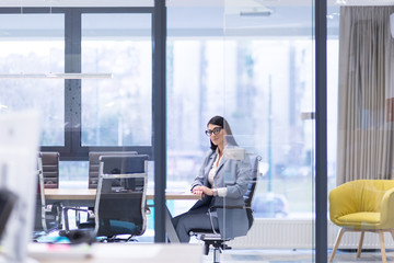 Businesswoman using tablet