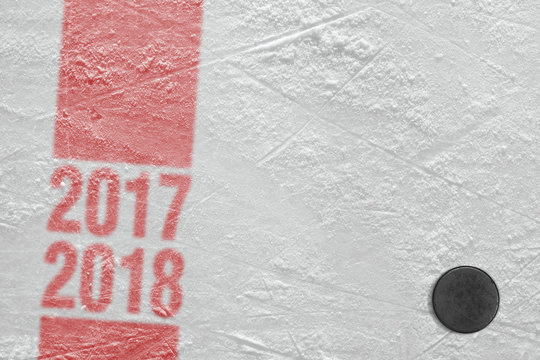 Hockey puck on ice, season 2017-2018