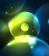 Blurred glowing circles, digital abstract background