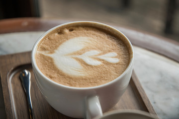 coffee latte with coffee beans