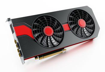 Modern graphics card isolated on white background. 3D illustration