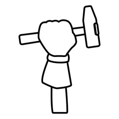 Glove holding hammer icon vector illustration graphic design