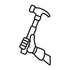 Glove holding hammer icon vector illustration graphic design
