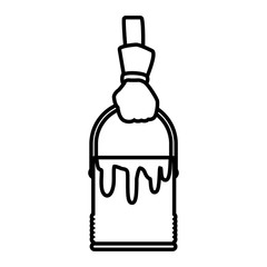 Hand holding paint bucket icon vector illustration graphic design
