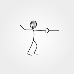 Obraz premium Cartoon icon sport stick figure swordsman
