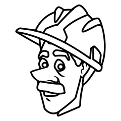 Worker face with helmet cartoon icon vector illustration graphic design