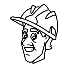 Worker face with helmet cartoon icon vector illustration graphic design
