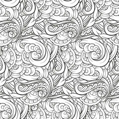 Vector abstract doodles black and white seamless pattern