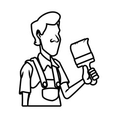Cartoon painter with tool icon vector illustration graphic design
