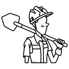 Cartoon worker with tool icon vector illustration graphic design