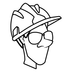 Cartoon worker with tool icon vector illustration graphic design