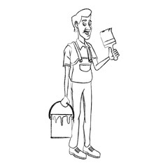 Cartoon painter with tool icon vector illustration graphic design