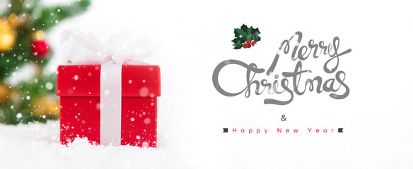 Naklejka premium Merry Christmas and Happy New Year banner background