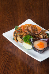 japanese cuisine. crab on the background