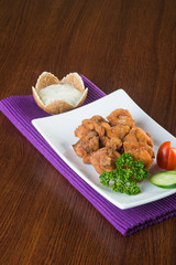 japanese cuisine. fried chicken on the background