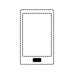 flat line uncolored  smartphone sticker over white background  vector illustration