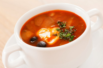 soup with different kind meat