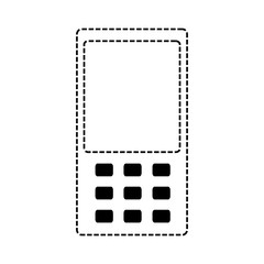 Fototapeta premium flat line uncolored smartphone over white background vector illustration