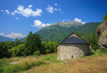 Fototapeta na wymiar Medieval church in monastery Brezojevica near Plav town in Montenegro