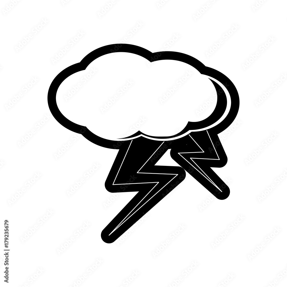 Poster flat line monochromatic storm weather over white background vector illustration