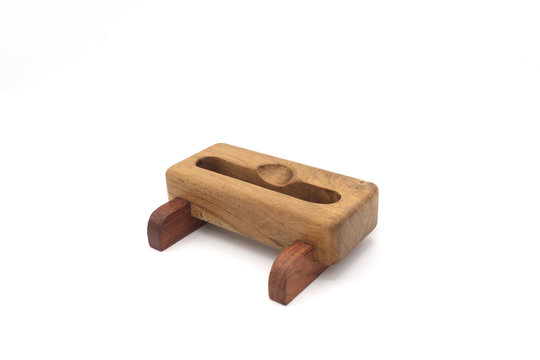 Teak wood case for mobile phone holder, New design of teak wood products, Phone Holder made of teak wood isolated white back ground, phone holder design, handmade
