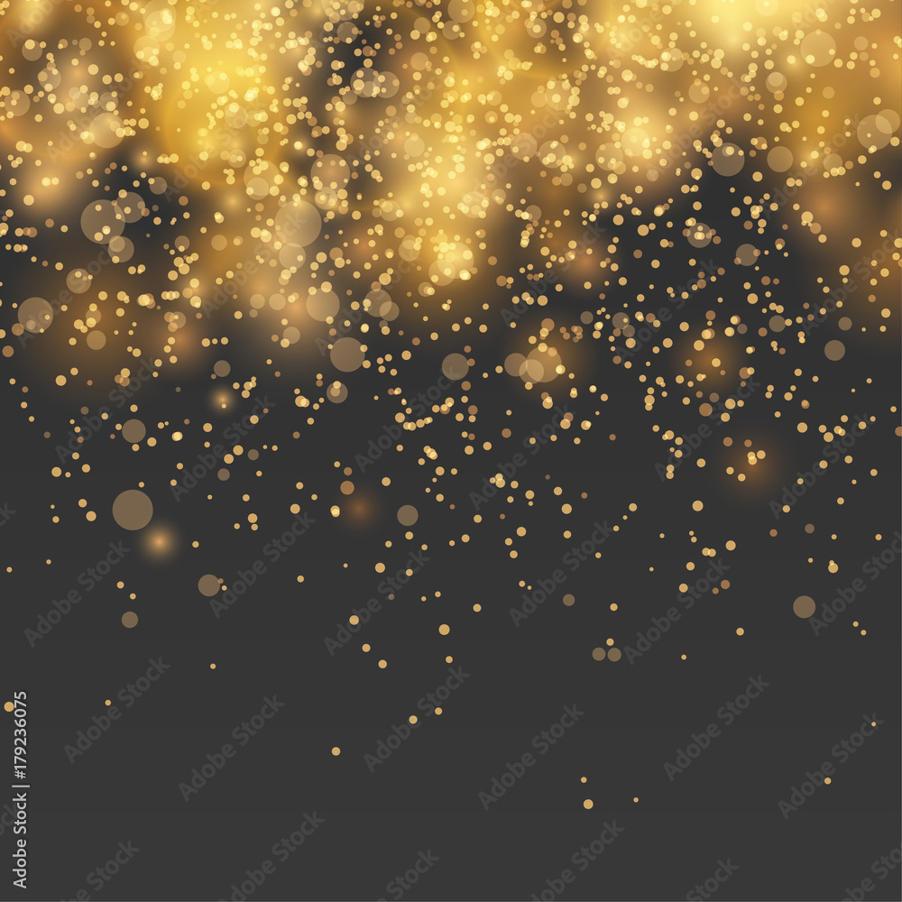 Wall mural new year falling sparkles abstract background over dark