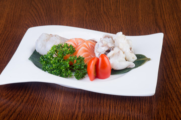 japanese cuisine. sashimi on the background
