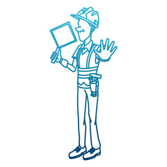 Cartoon worker with tool icon vector illustration graphic design