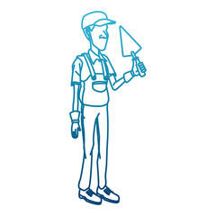 Cartoon worker with tool icon vector illustration graphic design