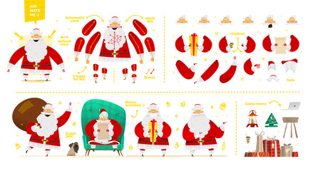 Santa Claus character  set for animation and motion design