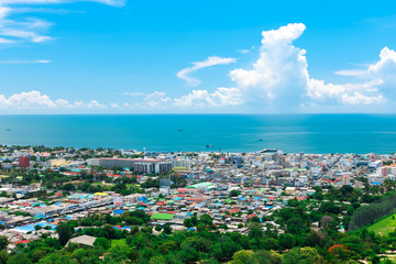 Hua Hin city from scenic point at Hin lek fire moutain, Hua Hin, Thailand