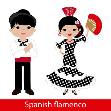 Flamenco woman with black dress and flamenco man