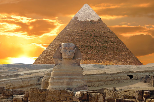 Egypt. Cairo. Pyramid and Sphinx