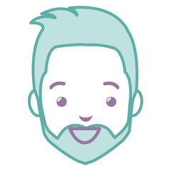 young man head with beard avatar character
