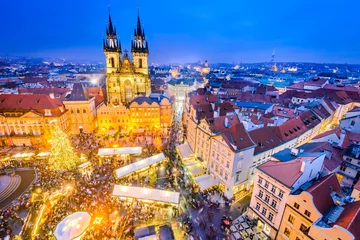 Foto op Canvas Praag, Tsjechië - Kerstmarkt © ecstk22