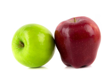 Green and Red apple, isolated on white background .