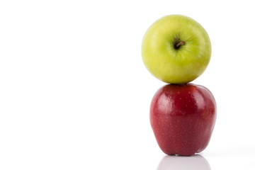 Green and Red apple, isolated on white background .