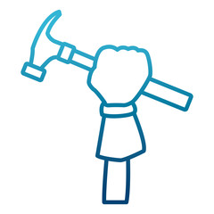 Glove holding hammer icon vector illustration graphic design