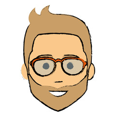 young man head with beard avatar character