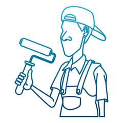 Cartoon painter with tool icon vector illustration graphic design