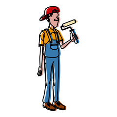 Cartoon painter with tool icon vector illustration graphic design